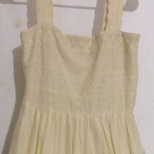 Antonio Melani Pale Yellow Silk Eyelet Dress